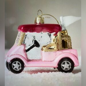 ❤️ ANTHROPOLOGIE PINK GOLF CART ORNAMENT NEW